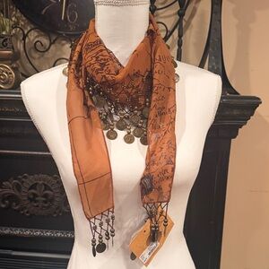 Patricia Nash Orange Scarf with Beaded Details
